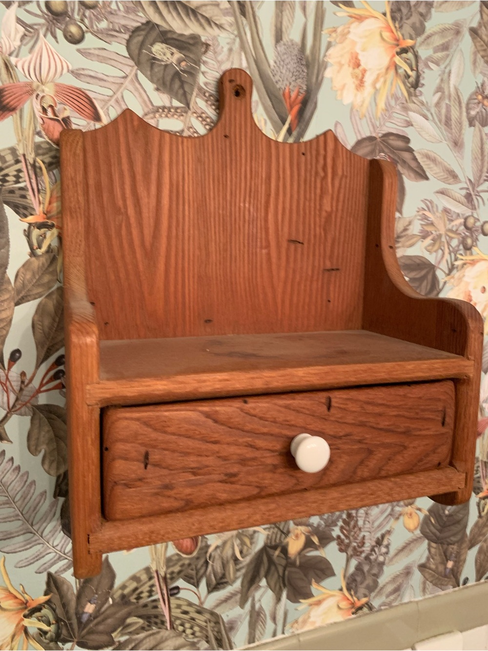 Vintage Wall Shelf Cabinet Rustic Country Primitive with Drawer Farmhouse
